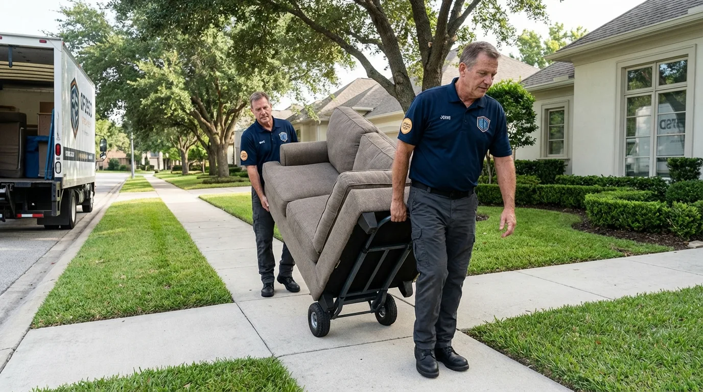 Local residential moving crew loading furniture in Tallahassee, FL